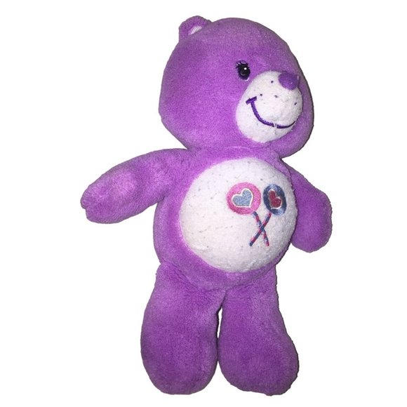 Care Bears SHARE BEAR Plush - Purple with Lollipops and sweet smile 9" Tall - Picture 5 of 7